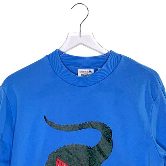 Lacoste x Netflix Stranger Things S Demogorgon Sweatshirt Blue Organic Cotton - Picture 5 of 12